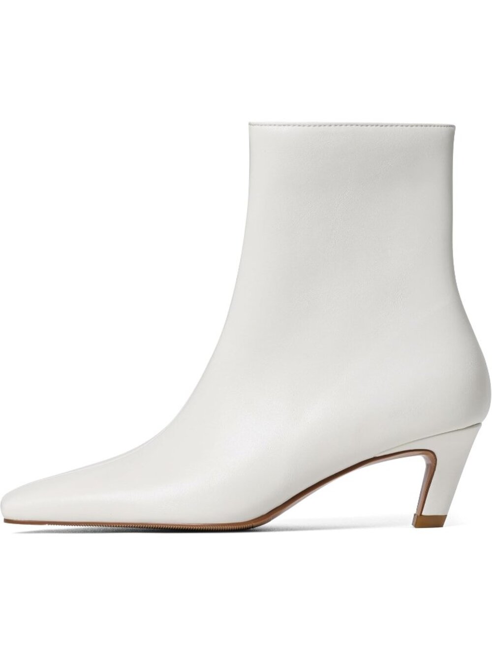 Women's White Kitten Low Heel Square Toe Stiletto Comfort Stylish Ankle Boots